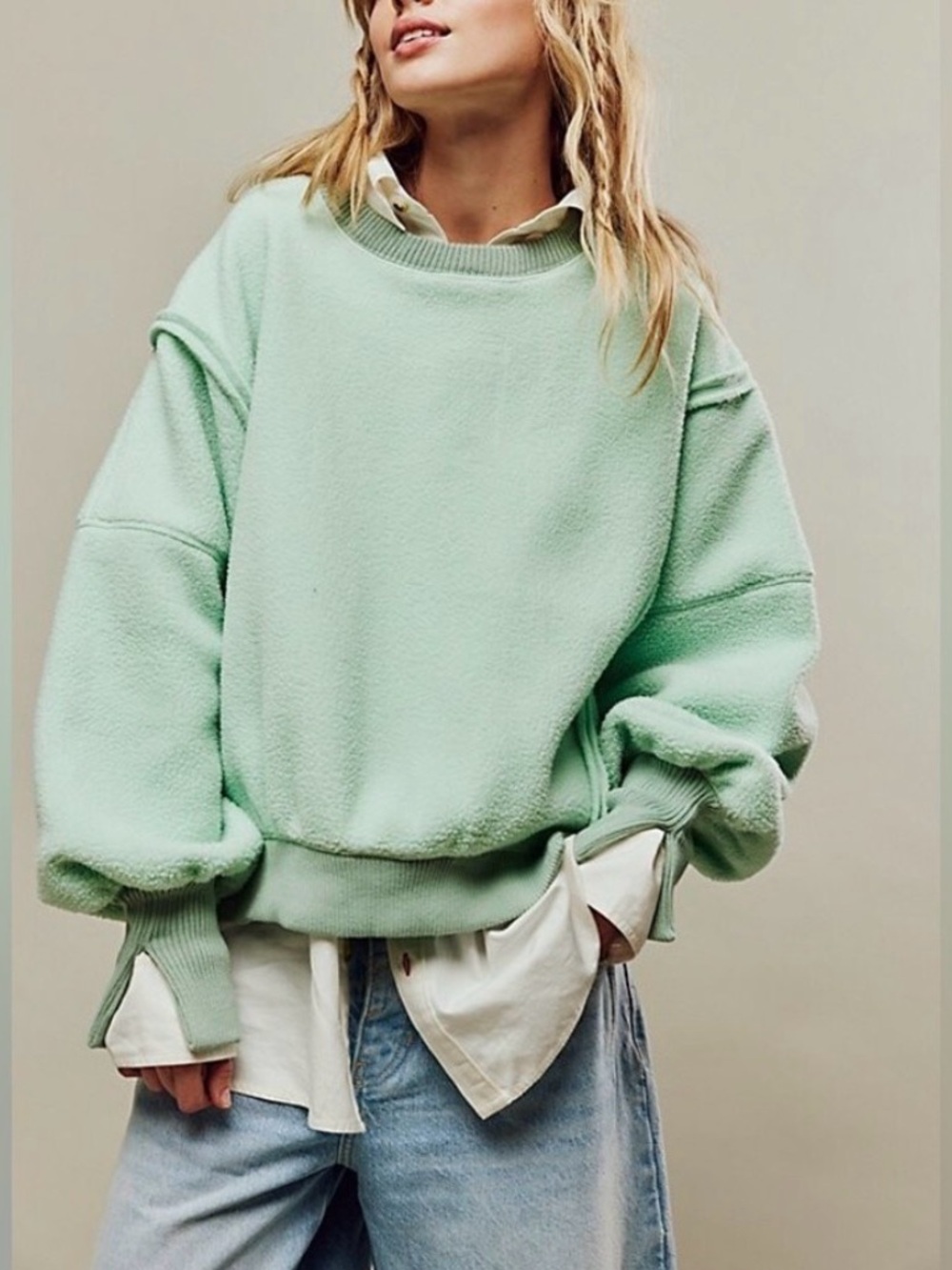 Free People cozy Camden fleece sweatshirt